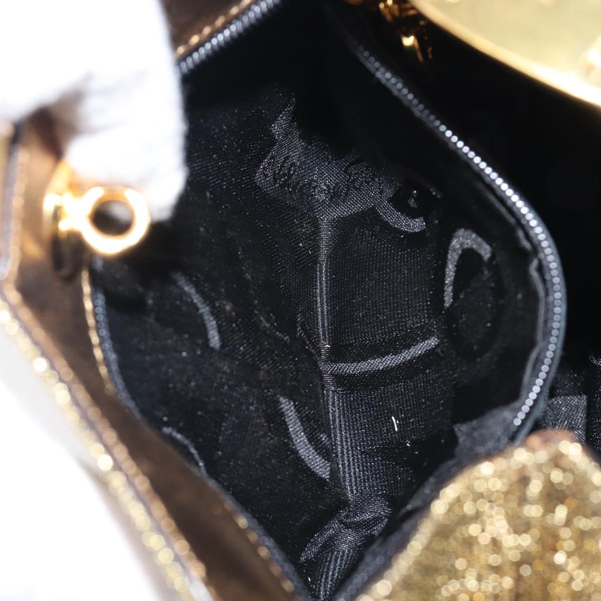 Salvatore Ferragamo Hand Bag Satin Gold Auth bs37259
