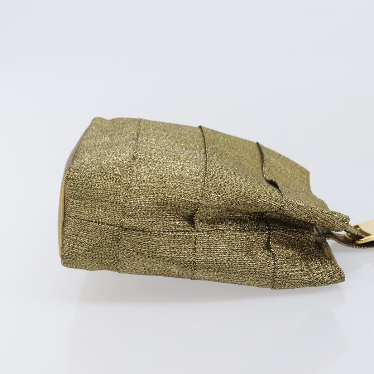 Salvatore Ferragamo Hand Bag Satin Gold Auth bs37259