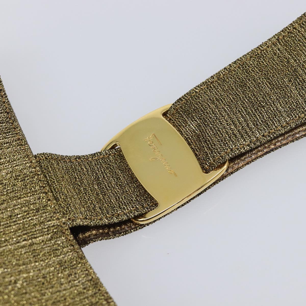 Salvatore Ferragamo Hand Bag Satin Gold Auth bs37259