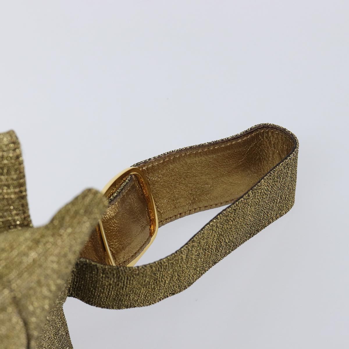 Salvatore Ferragamo Hand Bag Satin Gold Auth bs37259