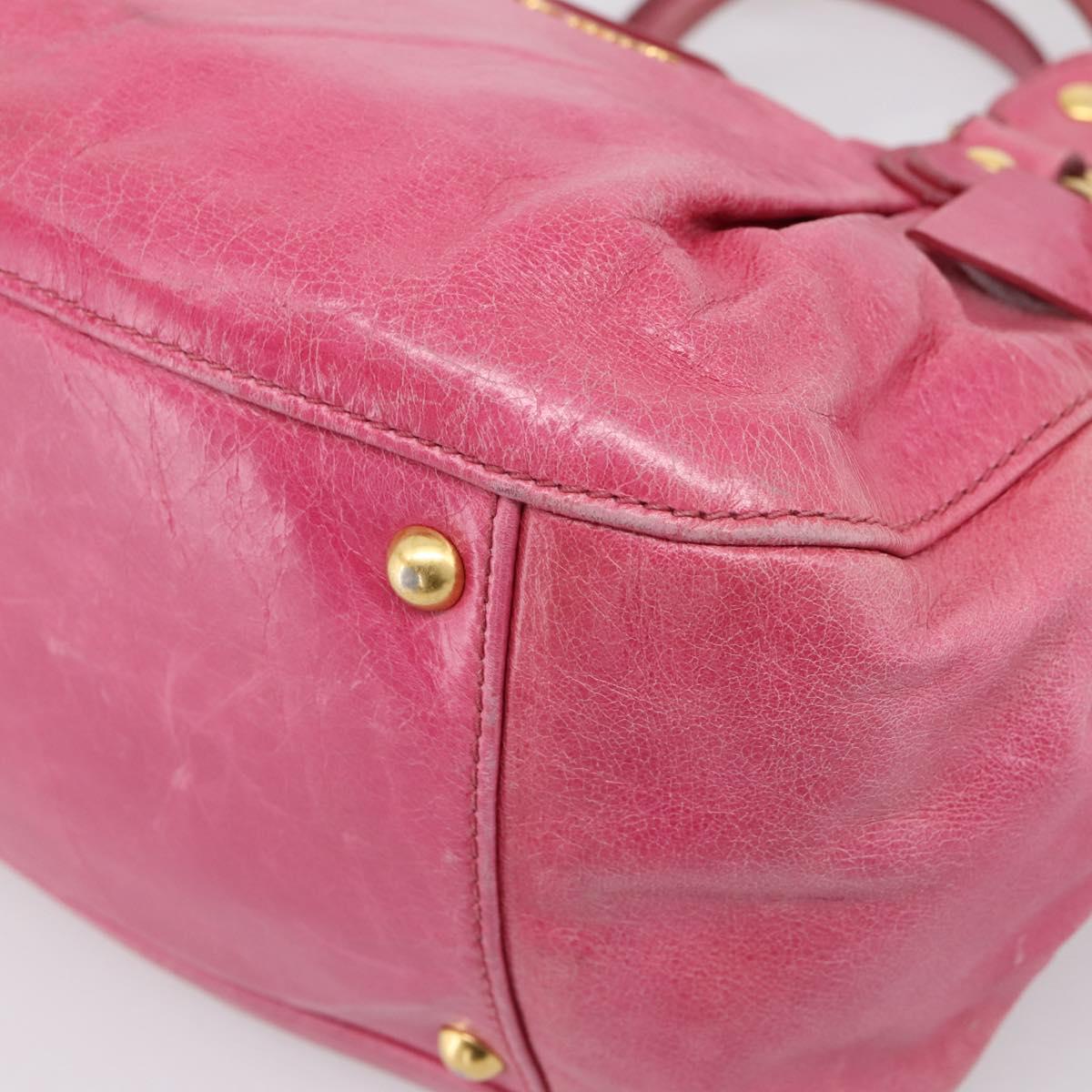 Miu Miu Hand Bag Leather 2way Pink Gold Tone Auth bs37260V