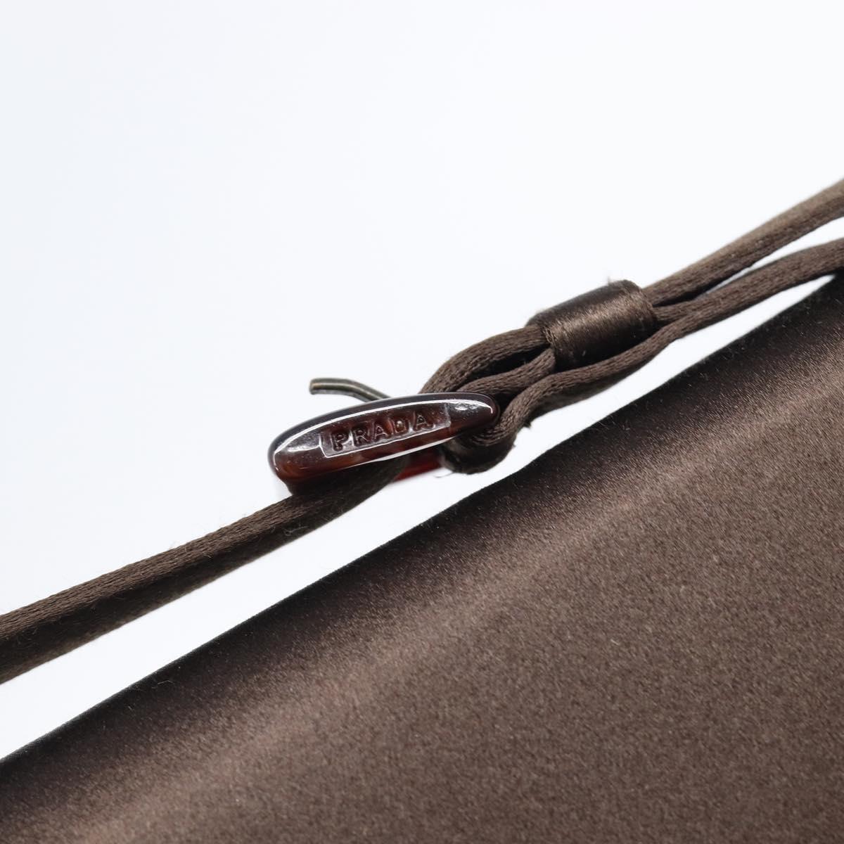 PRADA Hand Bag Satin Brown Auth bs37261