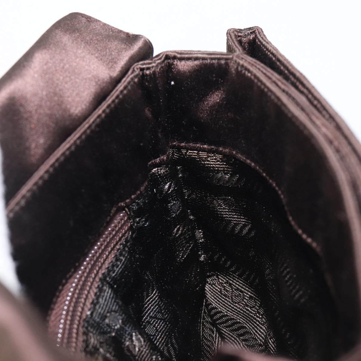 PRADA Hand Bag Satin Brown Auth bs37261