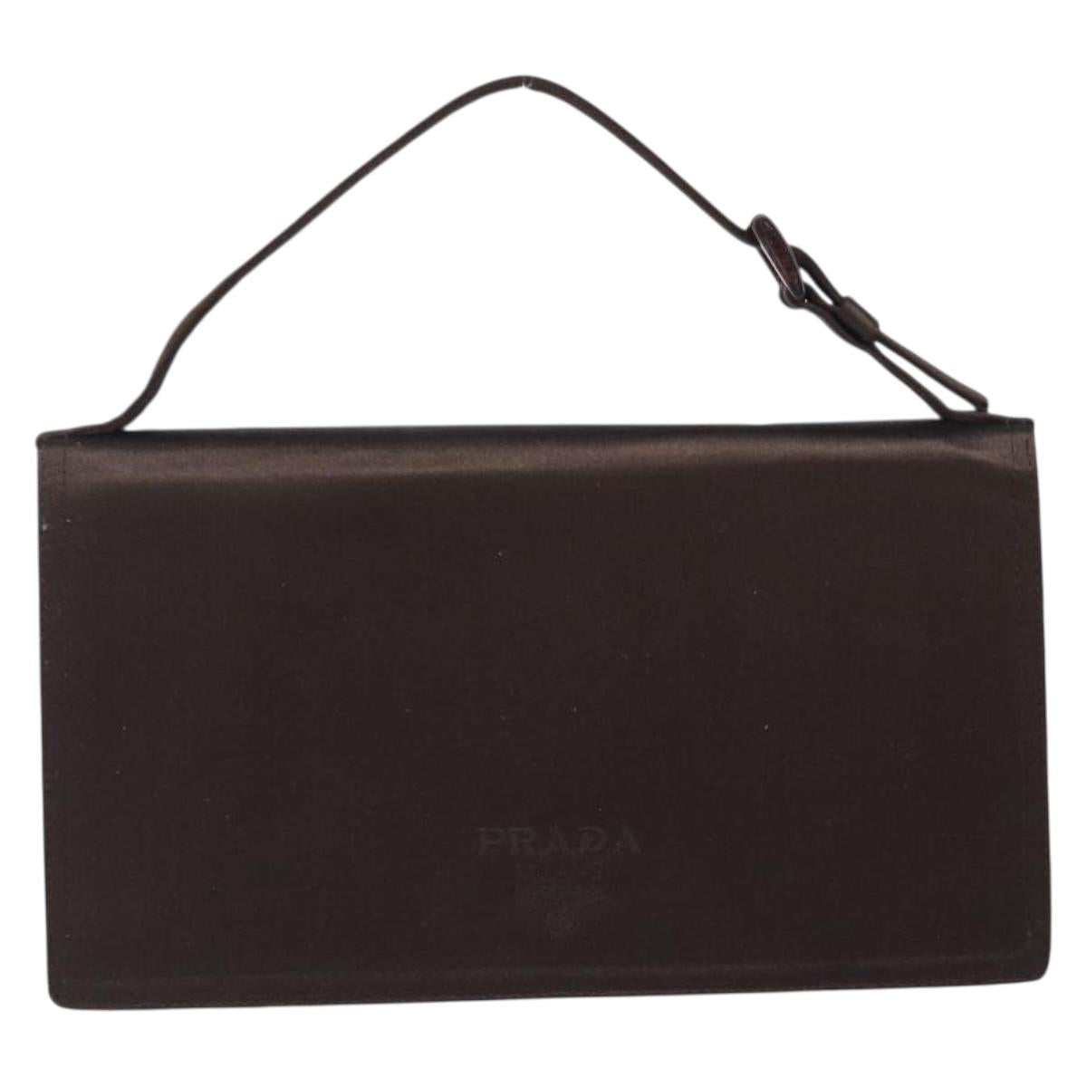 PRADA Hand Bag Satin Brown Auth bs37261
