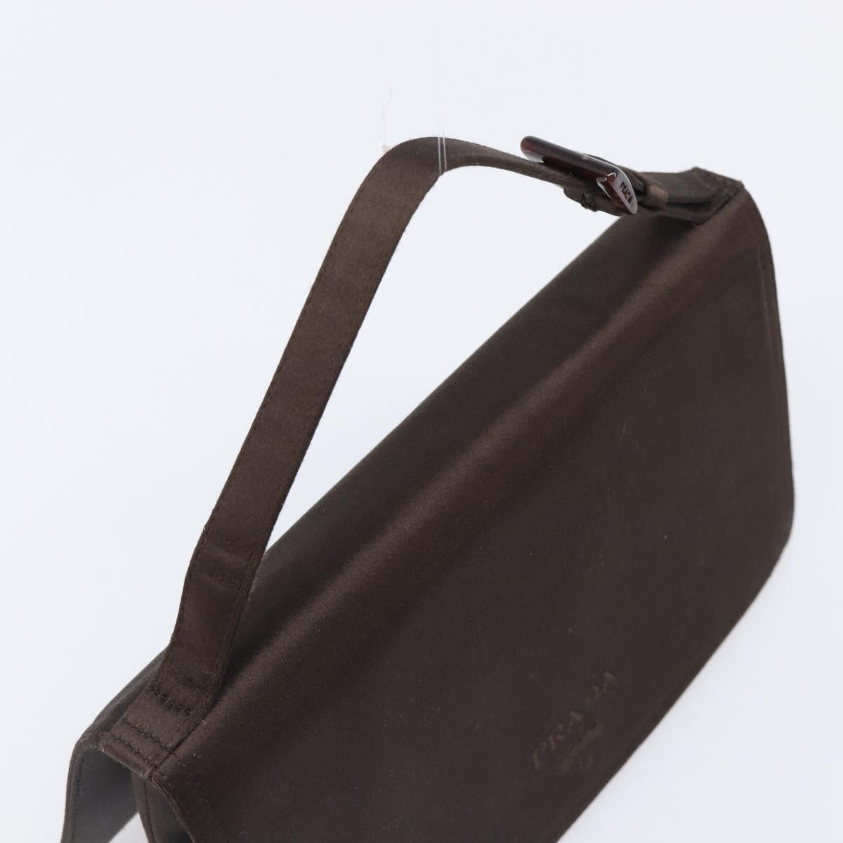 PRADA Hand Bag Satin Brown Auth bs37261