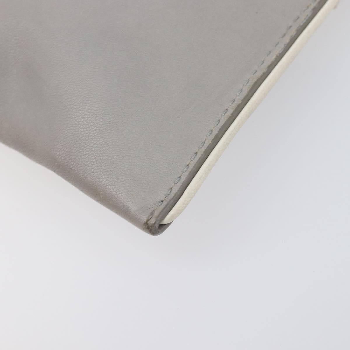 Miu Miu Pouch Leather Gray Silver Auth bs37264