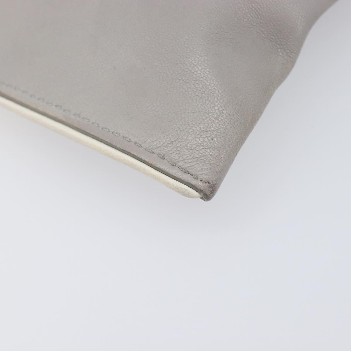 Miu Miu Pouch Leather Gray Silver Auth bs37264