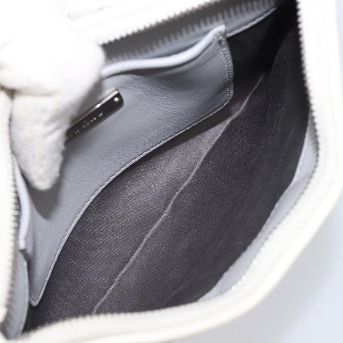 Miu Miu Pouch Leather Gray Silver Auth bs37264
