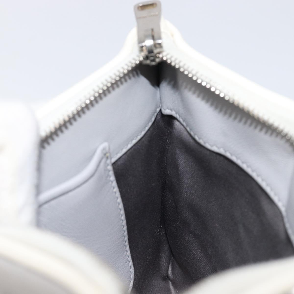 Miu Miu Pouch Leather Gray Silver Auth bs37264