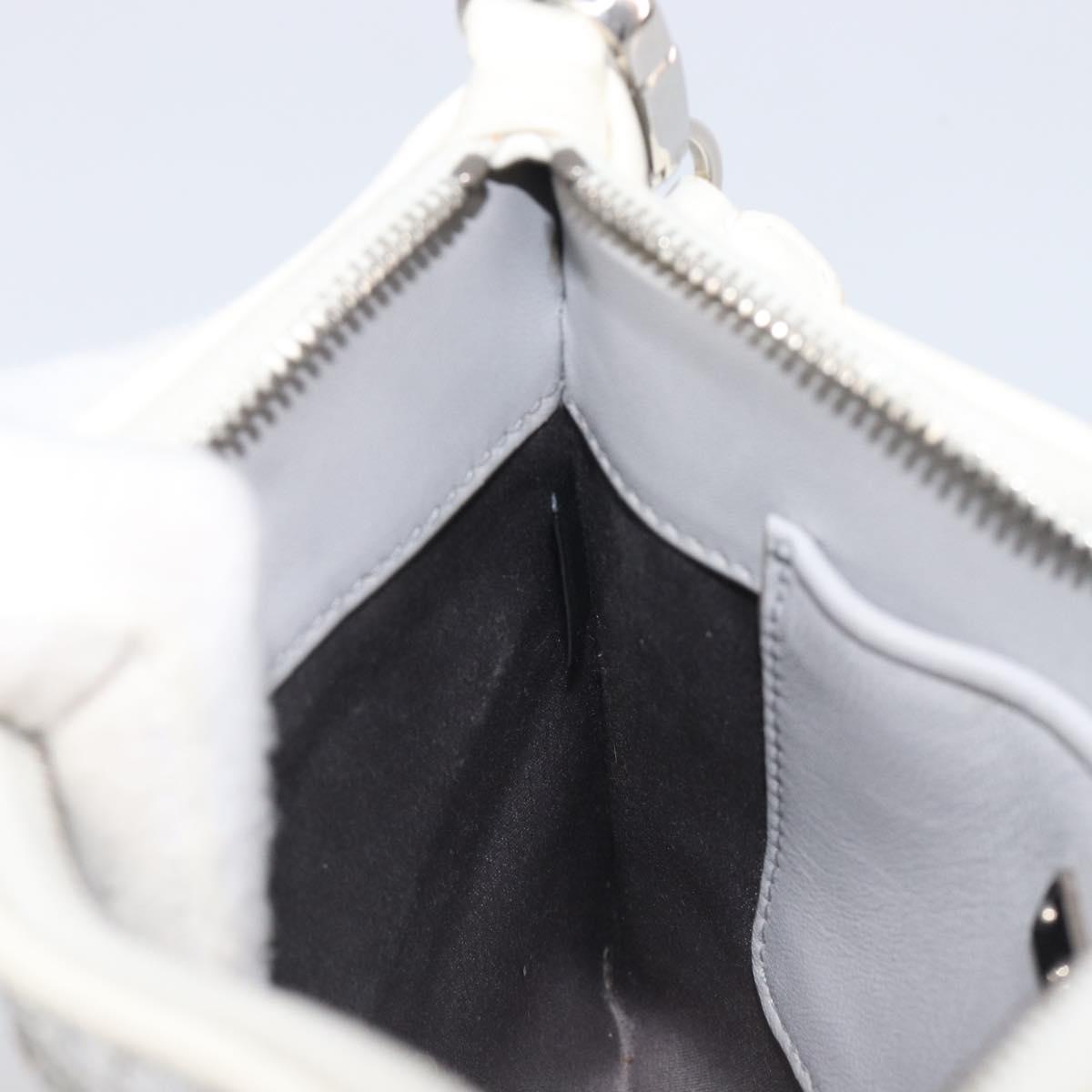 Miu Miu Pouch Leather Gray Silver Auth bs37264