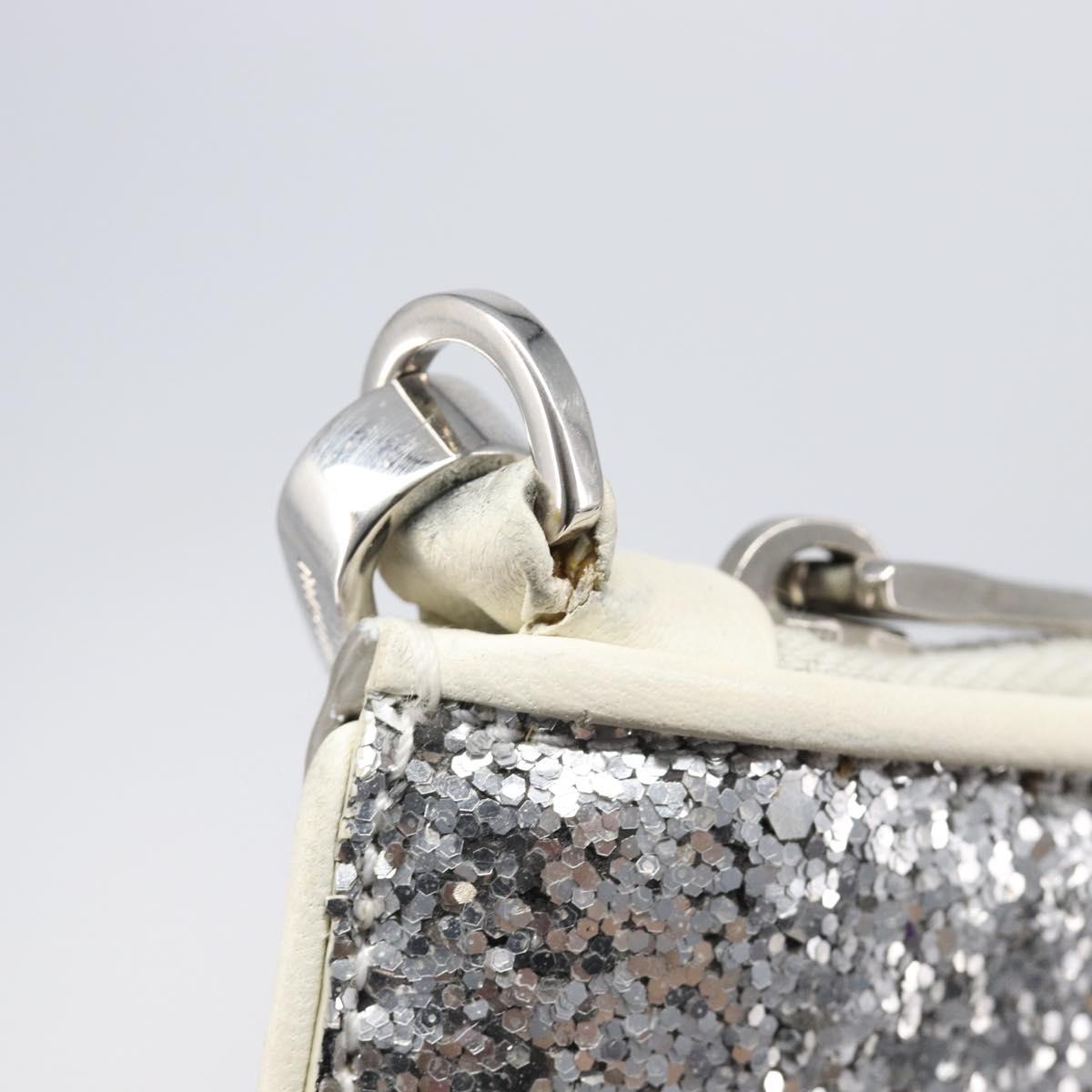Miu Miu Pouch Leather Gray Silver Auth bs37264