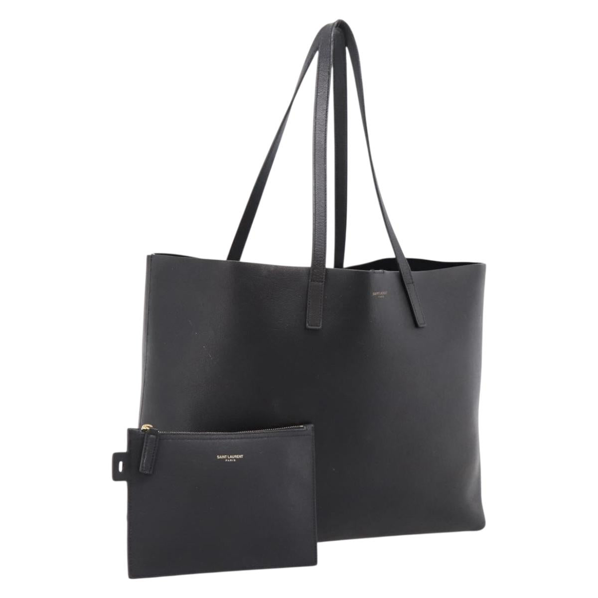 SAINT LAURENT Tote Bag Leather Black Gold 394195 Auth bs37268