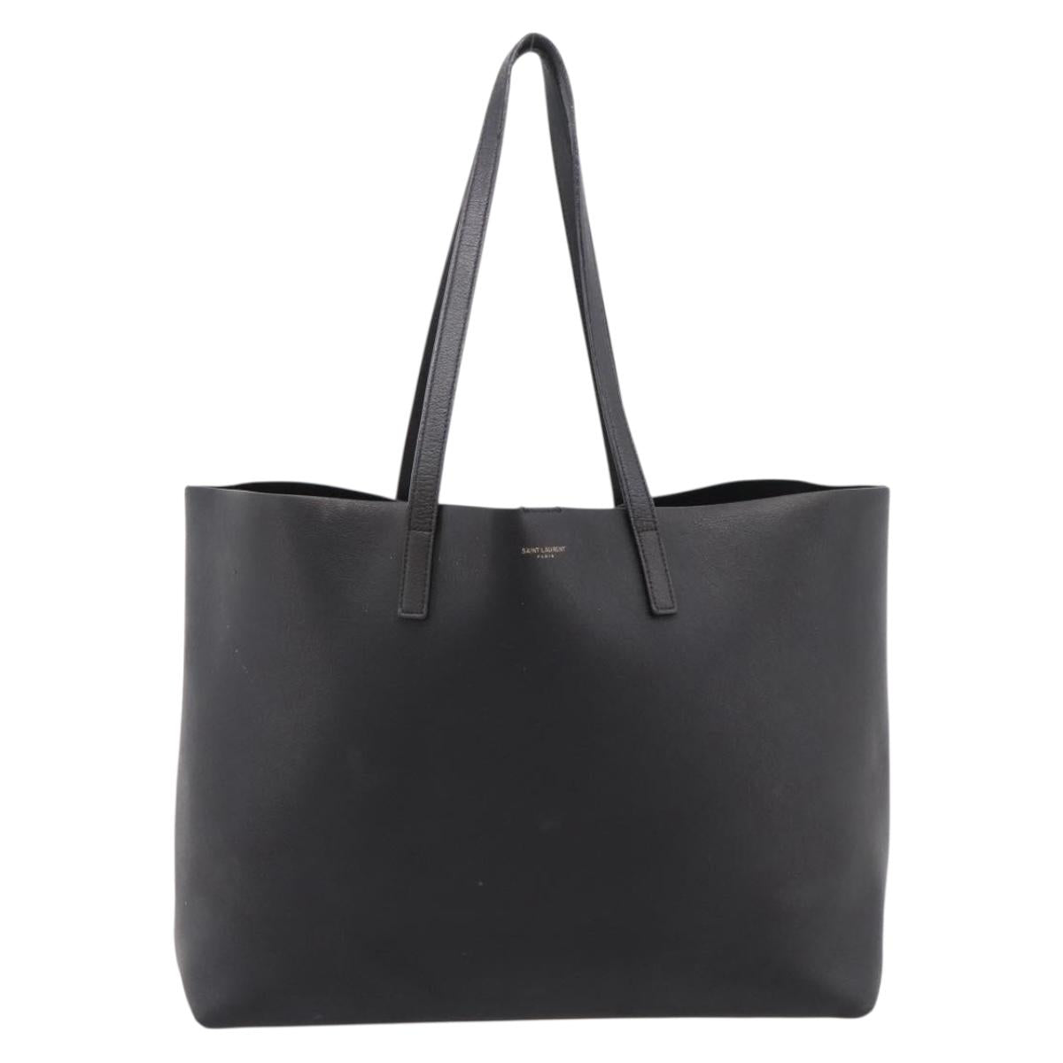 SAINT LAURENT Tote Bag Leather Black Gold 394195 Auth bs37268