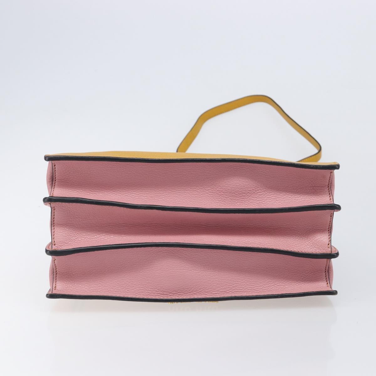 Miu Miu Hand Bag Leather 2way Yellow Gold Tone Auth bs37269A