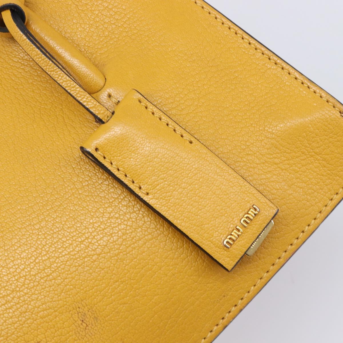 Miu Miu Hand Bag Leather 2way Yellow Gold Tone Auth bs37269A