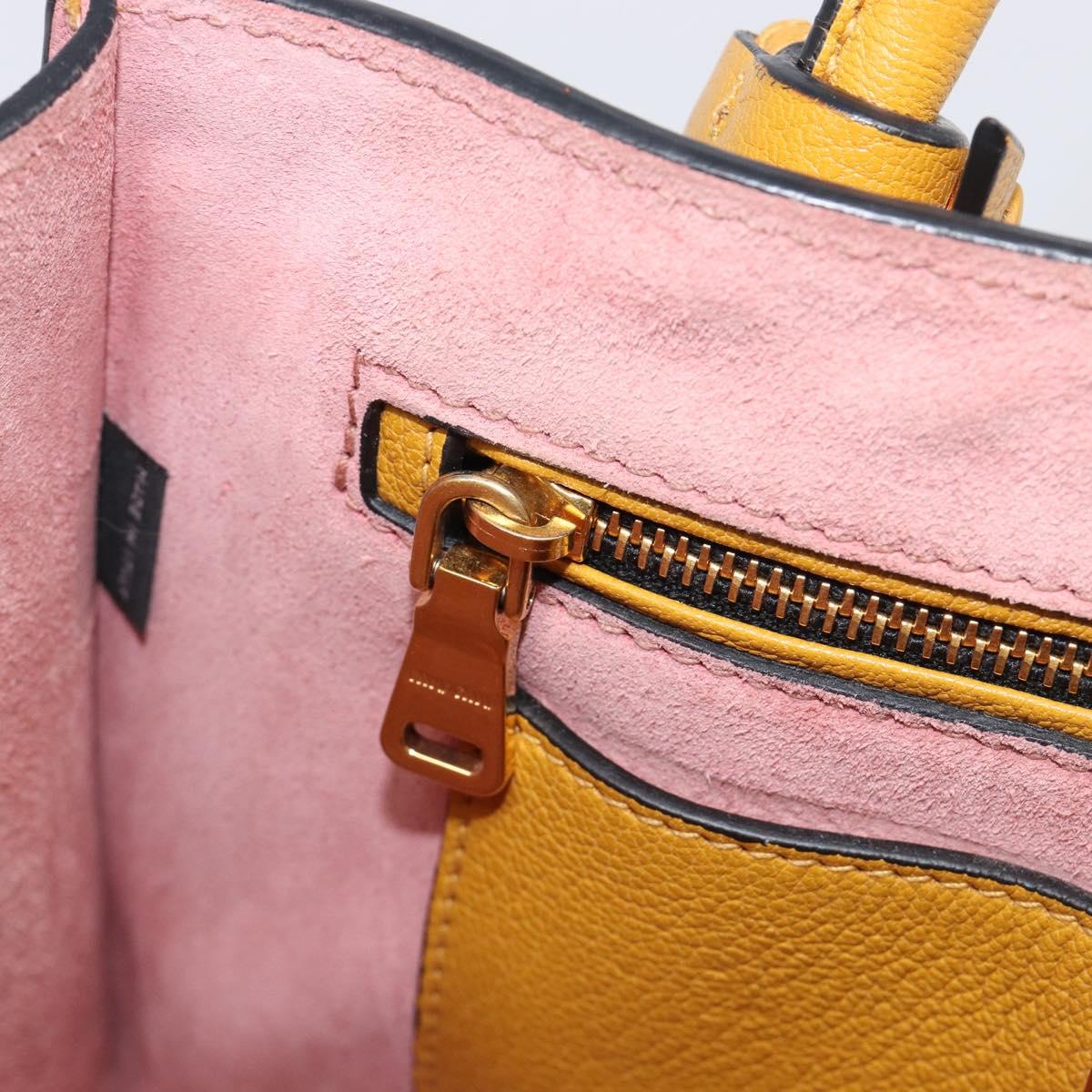 Miu Miu Hand Bag Leather 2way Yellow Gold Tone Auth bs37269A