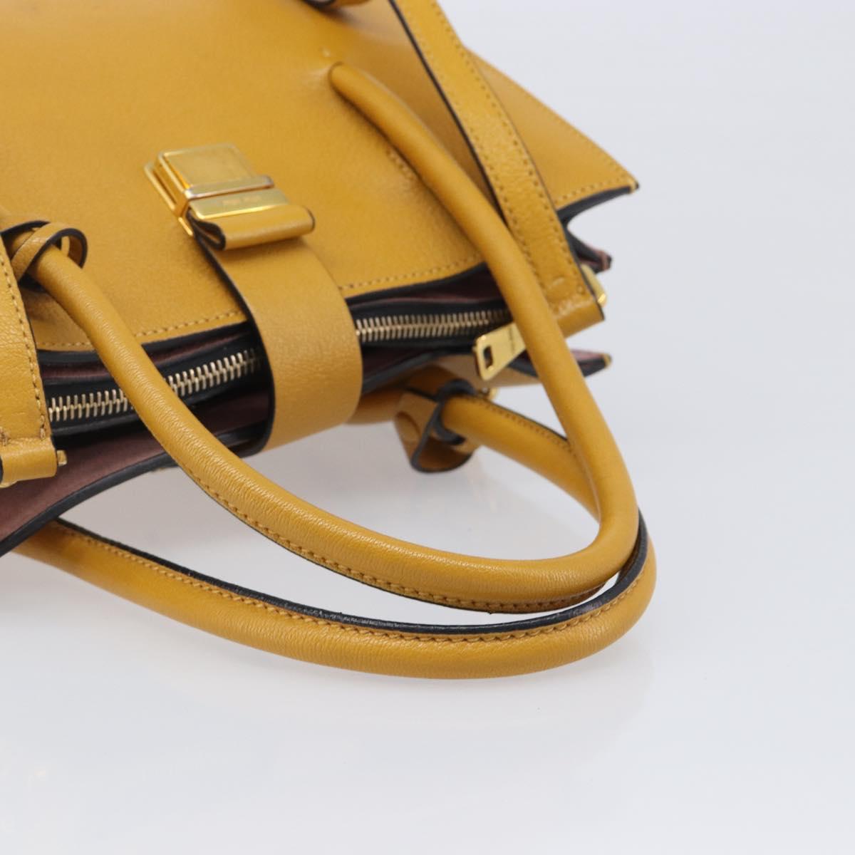 Miu Miu Hand Bag Leather 2way Yellow Gold Tone Auth bs37269A