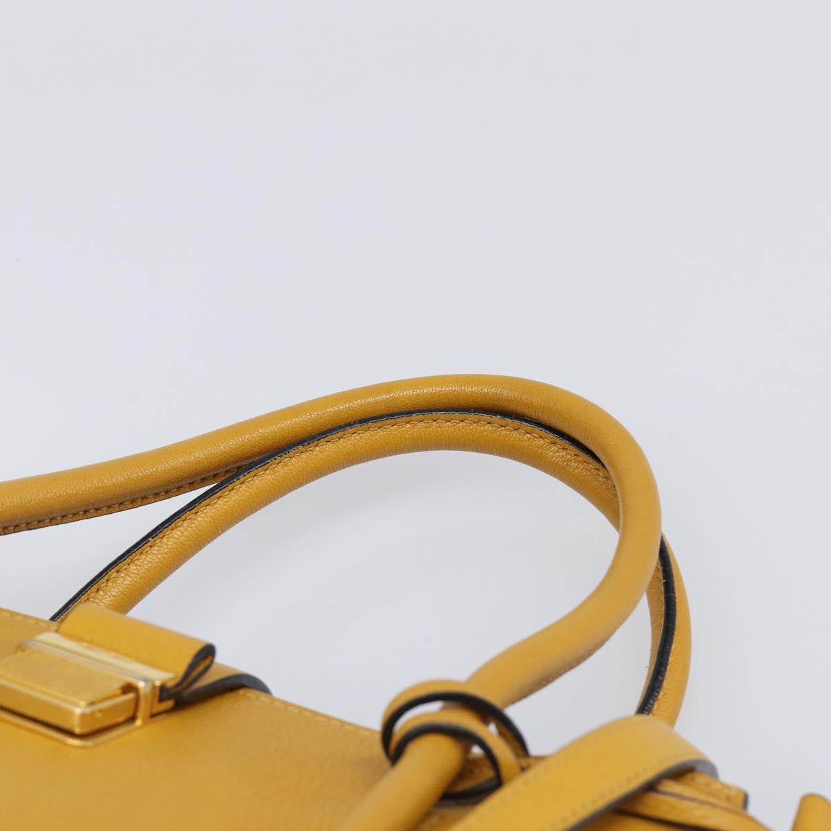 Miu Miu Hand Bag Leather 2way Yellow Gold Tone Auth bs37269A
