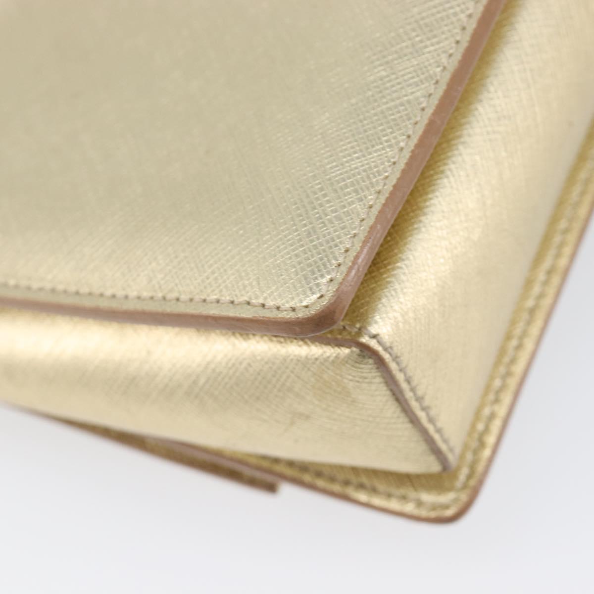 Salvatore Ferragamo Vala Chain Shoulder Bag Leather Gold Auth bs37272