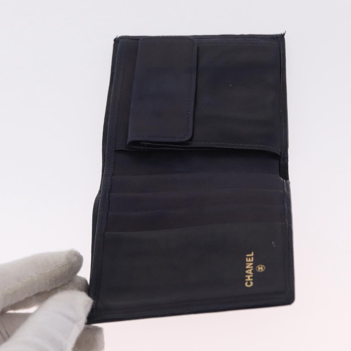 CHANEL Wallet Leather 3 Set Black Red Navy CC Auth bs37285