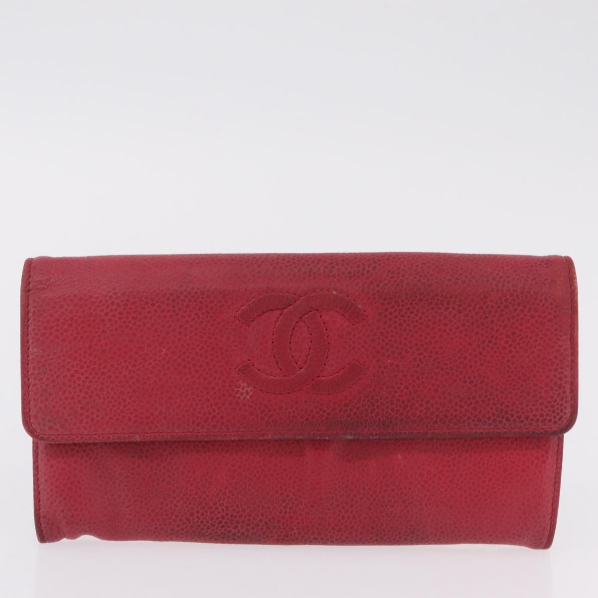 CHANEL Wallet Leather 3 Set Black Red Navy CC Auth bs37285
