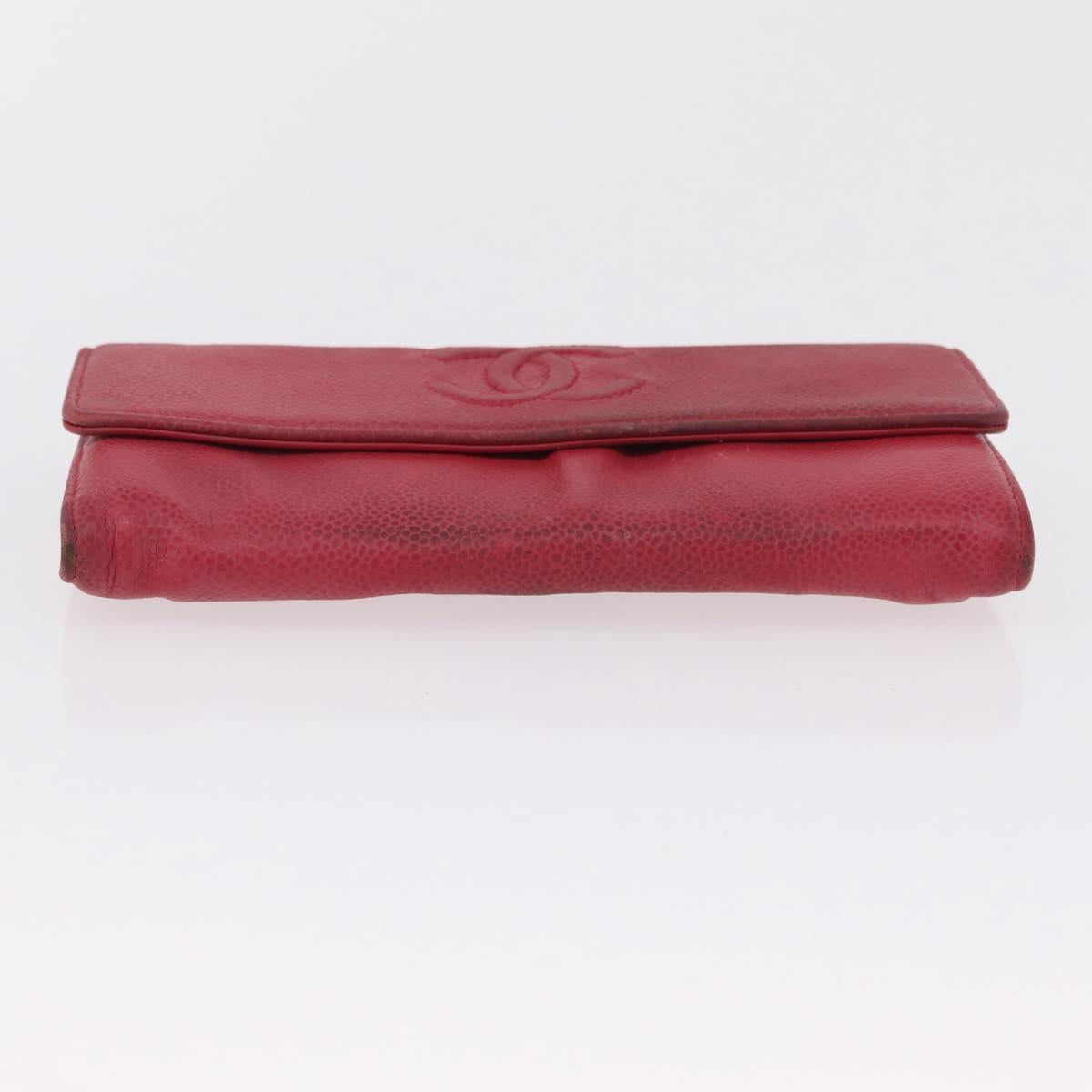 CHANEL Wallet Leather 3 Set Black Red Navy CC Auth bs37285