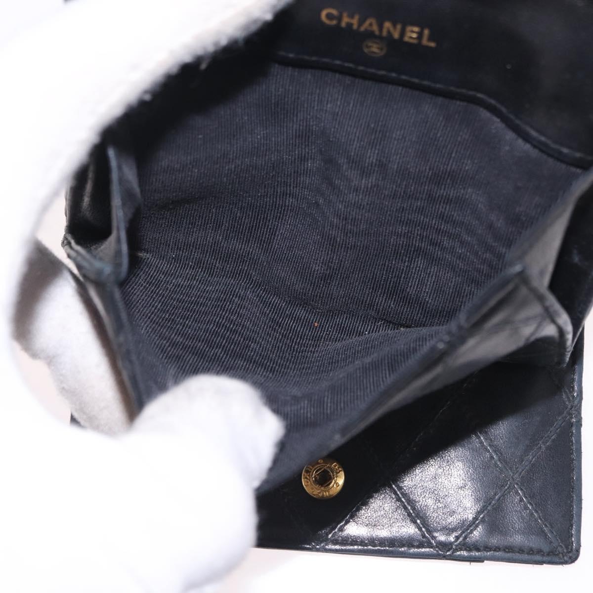CHANEL Wallet Leather 3 Set Black Red Navy CC Auth bs37285