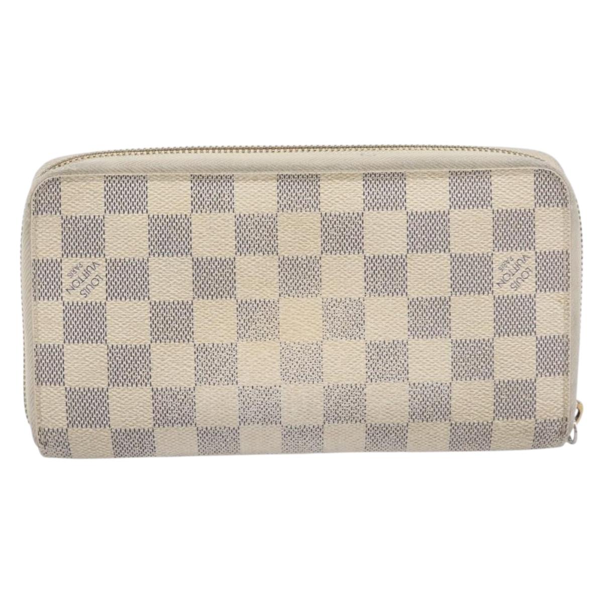 LOUIS VUITTON Damier Azur Monogram Empreinte Wallet 2 Set Ivory LV Auth bs37286