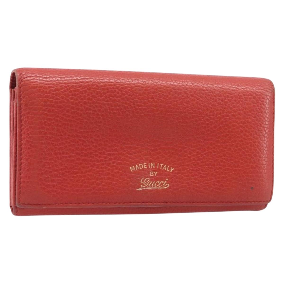 GUCCI Wallet Leather Red Gold 354498 Auth bs37289