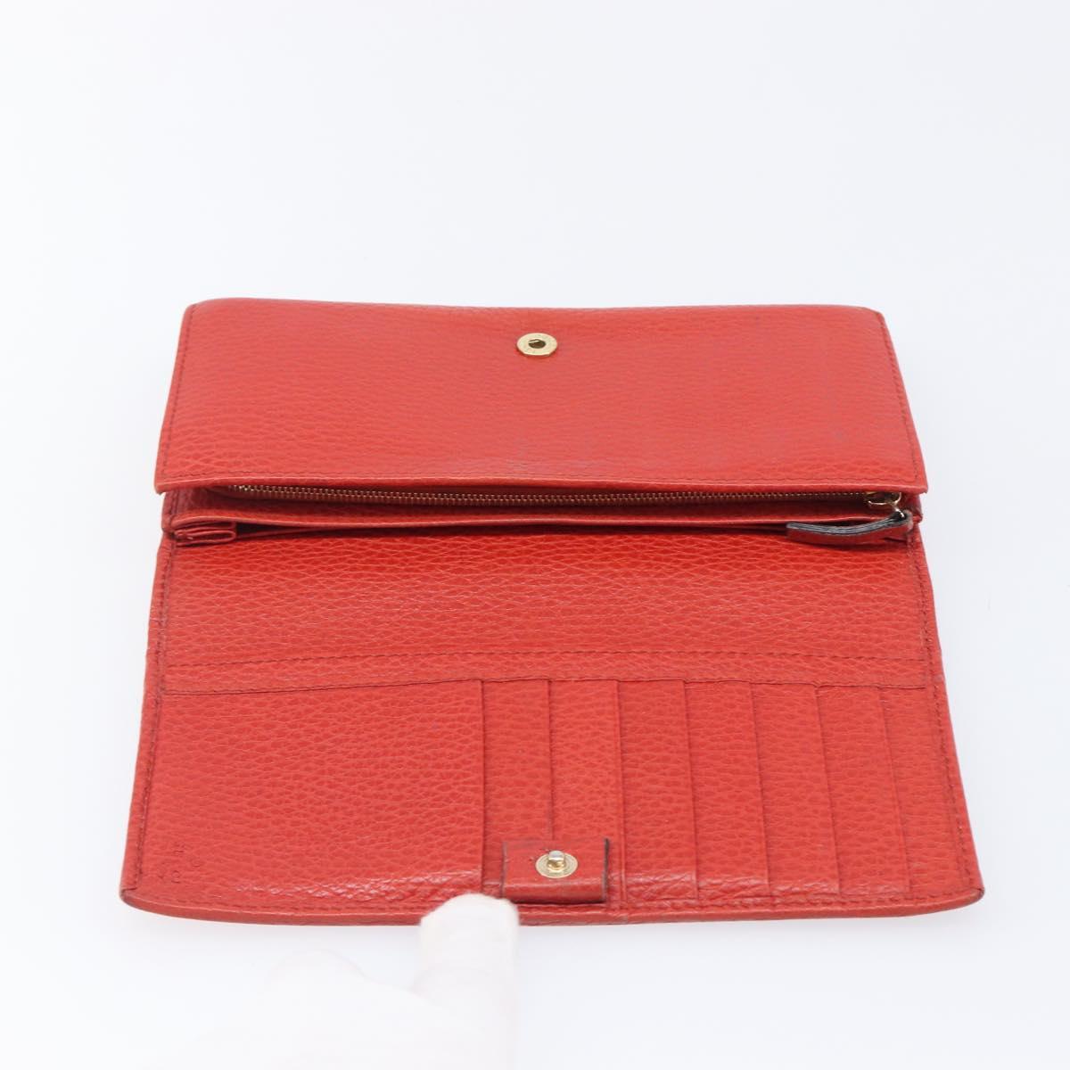 GUCCI Wallet Leather Red Gold 354498 Auth bs37289