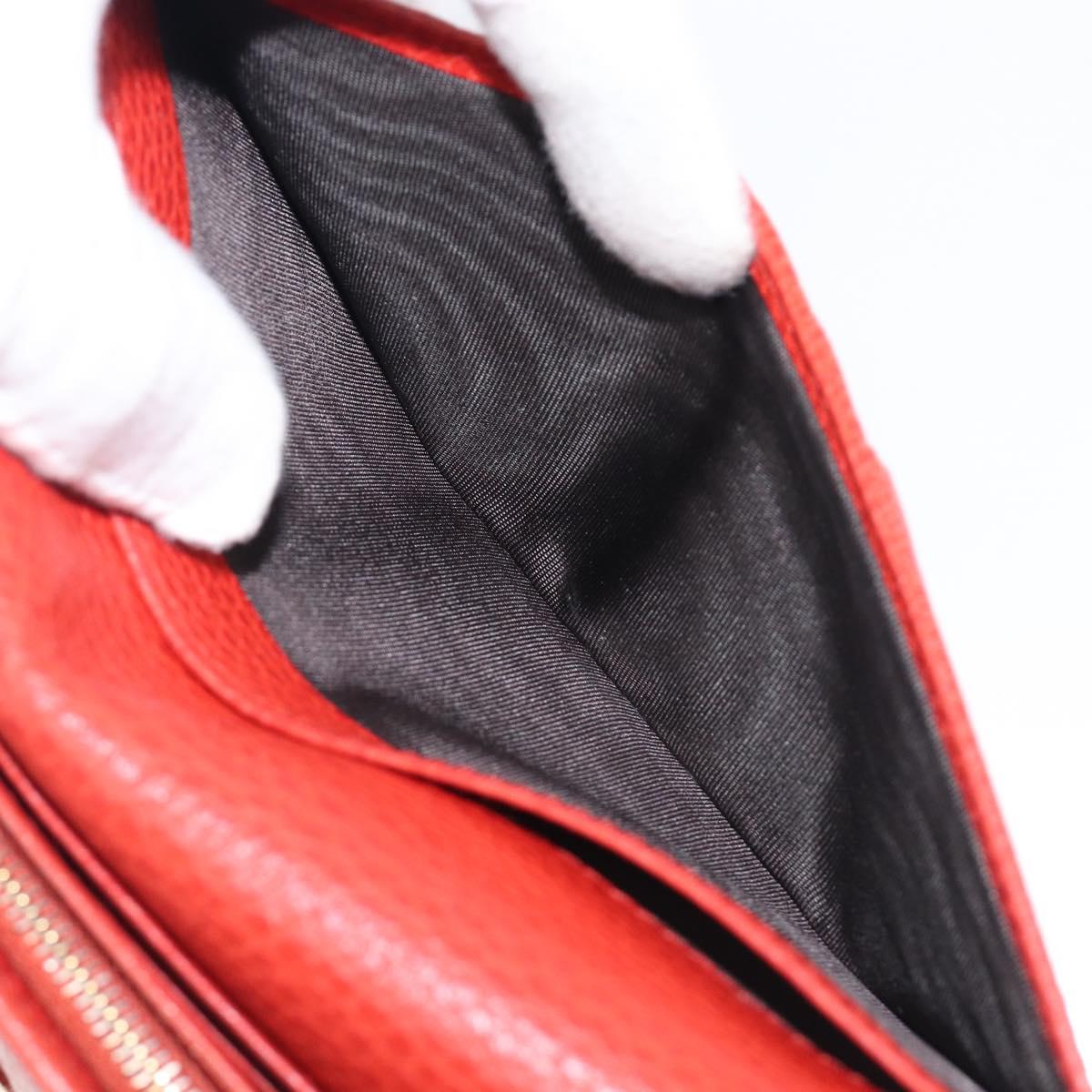 GUCCI Wallet Leather Red Gold 354498 Auth bs37289