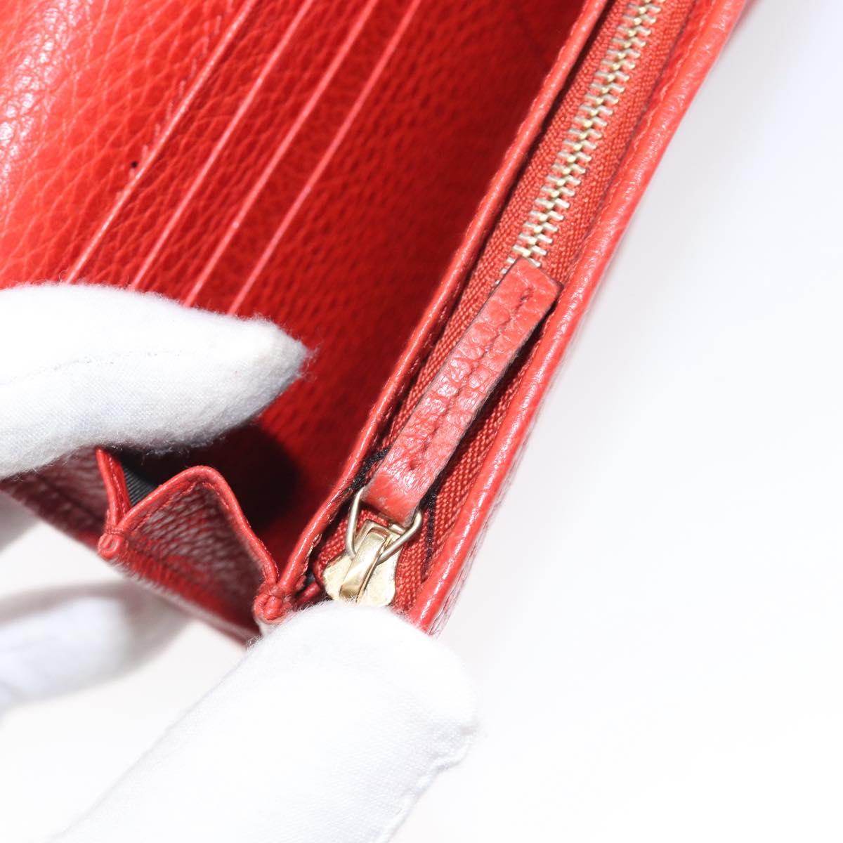 GUCCI Wallet Leather Red Gold 354498 Auth bs37289