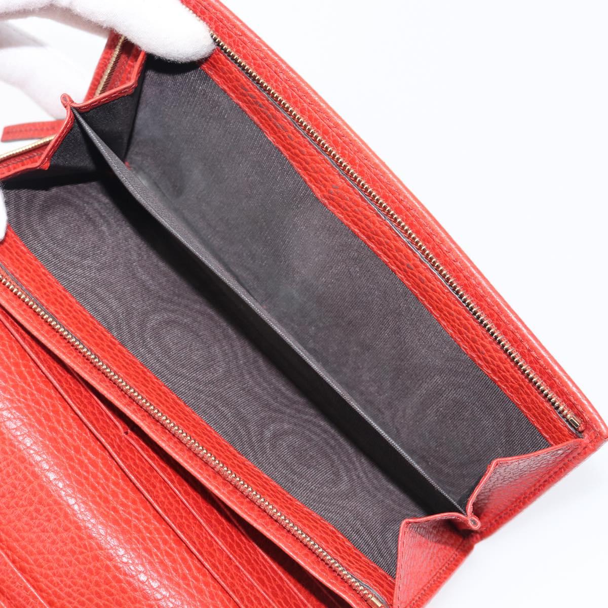 GUCCI Wallet Leather Red Gold 354498 Auth bs37289