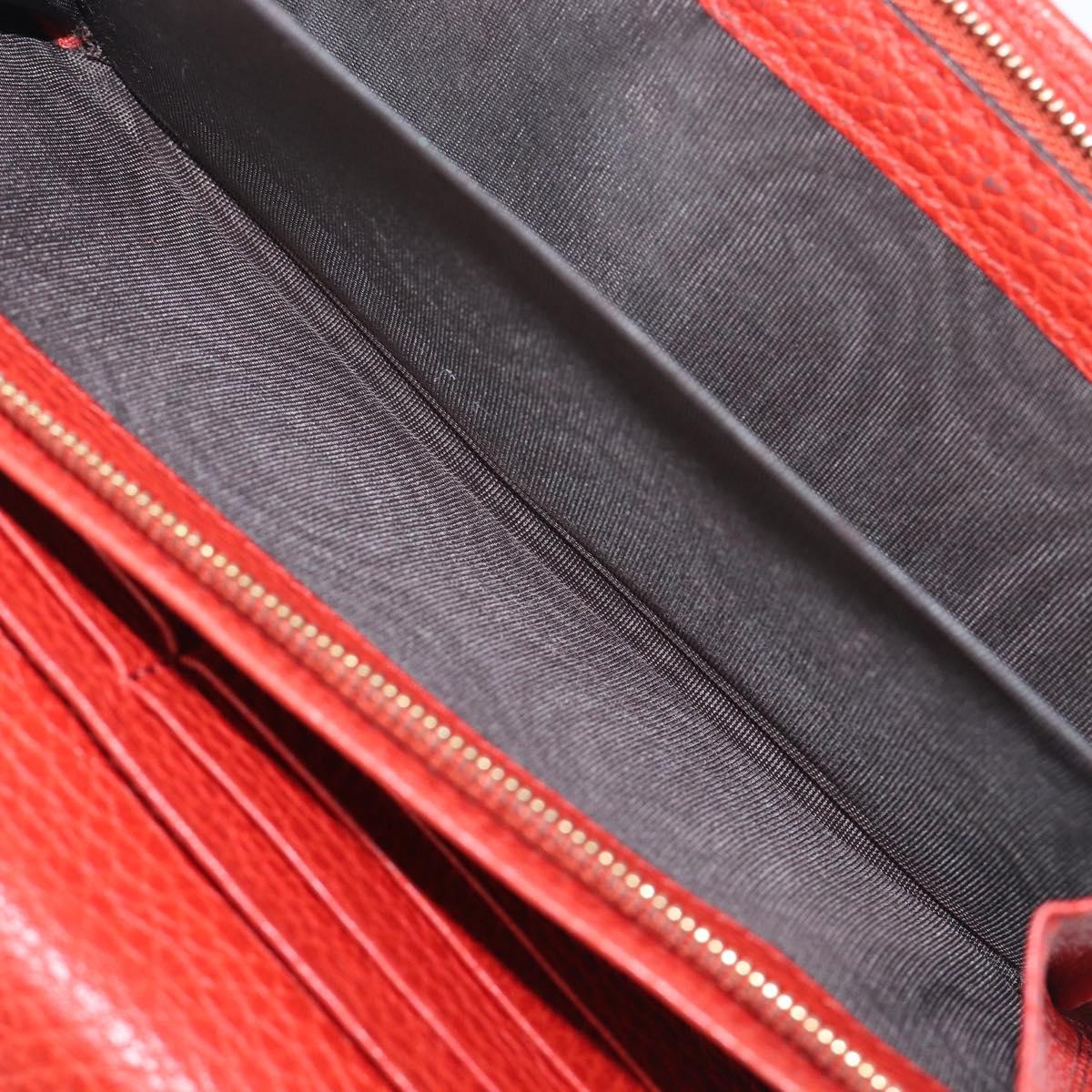 GUCCI Wallet Leather Red Gold 354498 Auth bs37289
