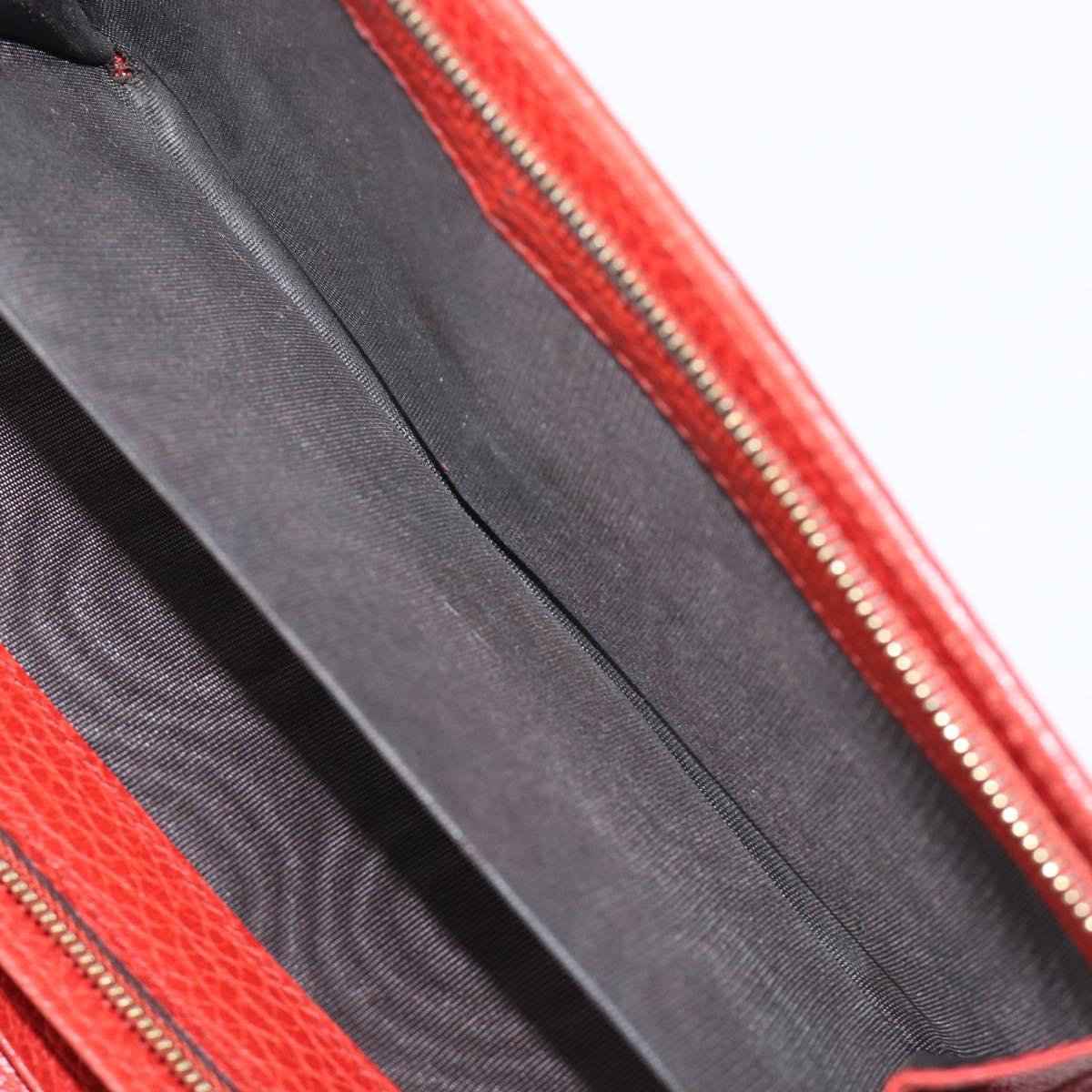 GUCCI Wallet Leather Red Gold 354498 Auth bs37289