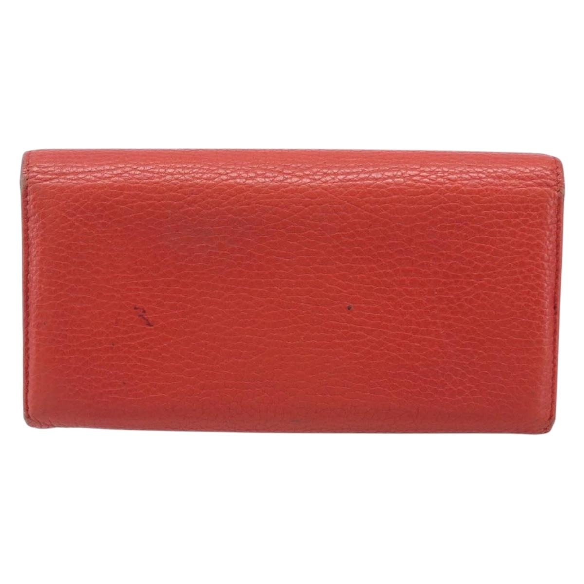 GUCCI Wallet Leather Red Gold 354498 Auth bs37289
