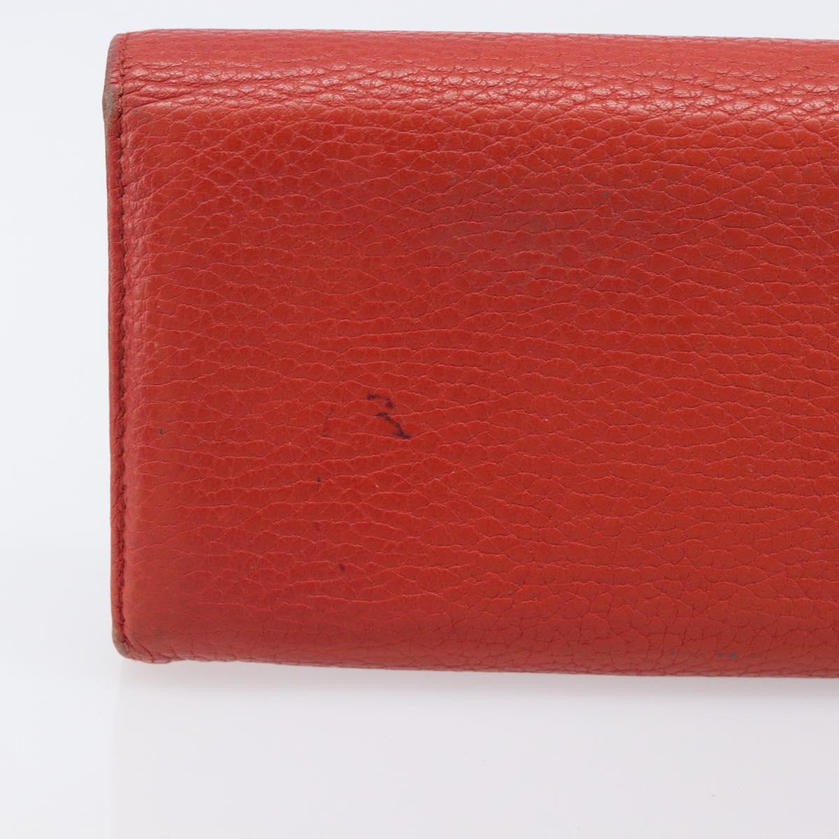 GUCCI Wallet Leather Red Gold 354498 Auth bs37289