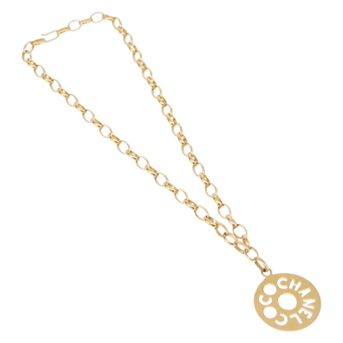 CHANEL Necklace metal Gold CC Auth bs37290M