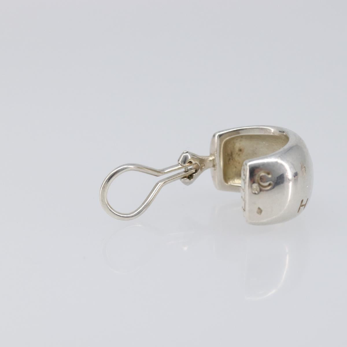 CHANEL Earring metal Silver CC Auth bs37292