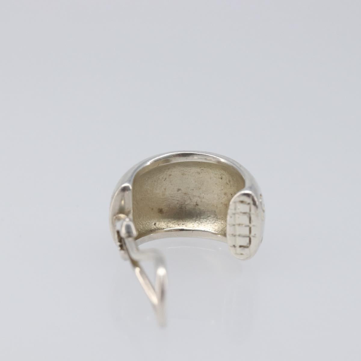 CHANEL Earring metal Silver CC Auth bs37292