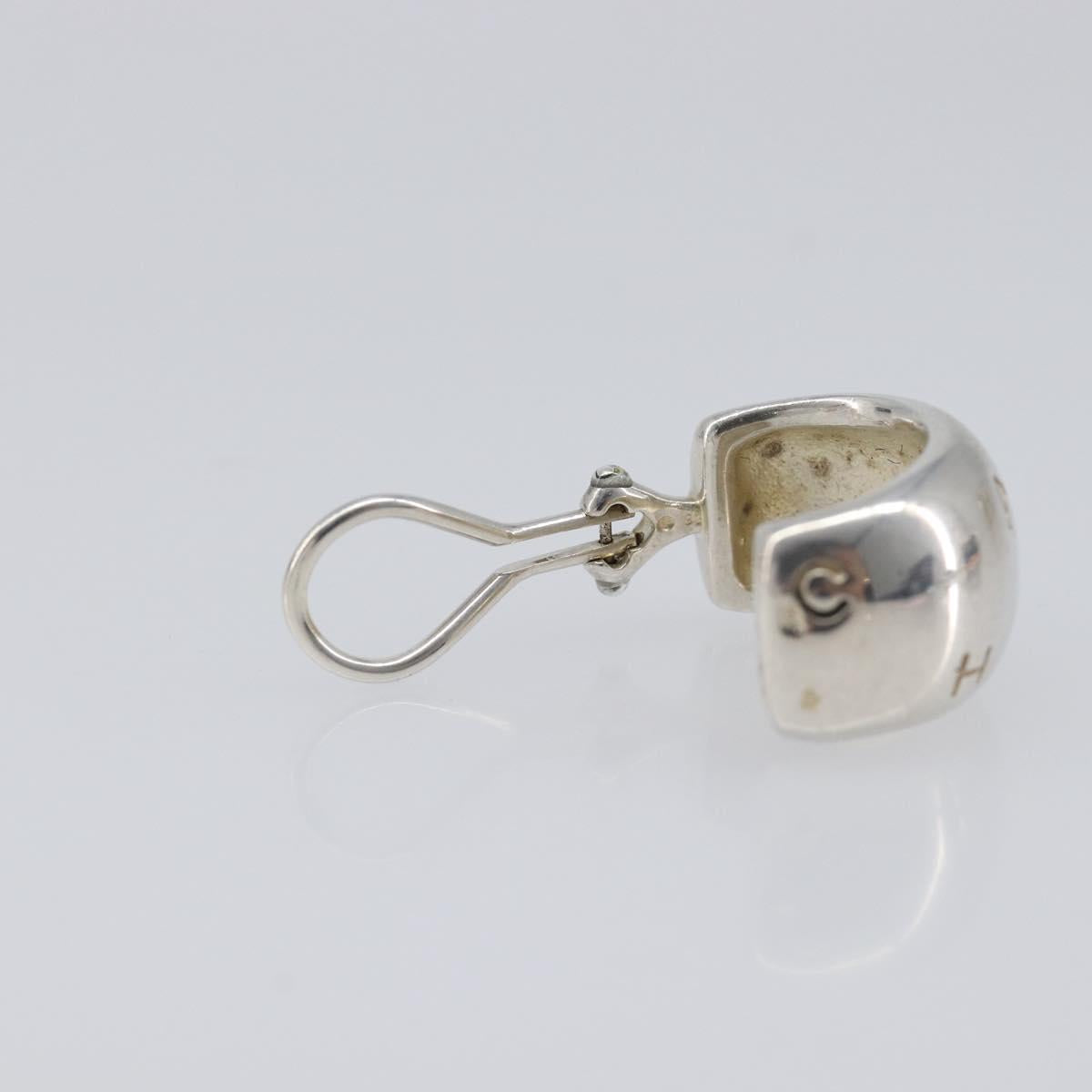 CHANEL Earring metal Silver CC Auth bs37292