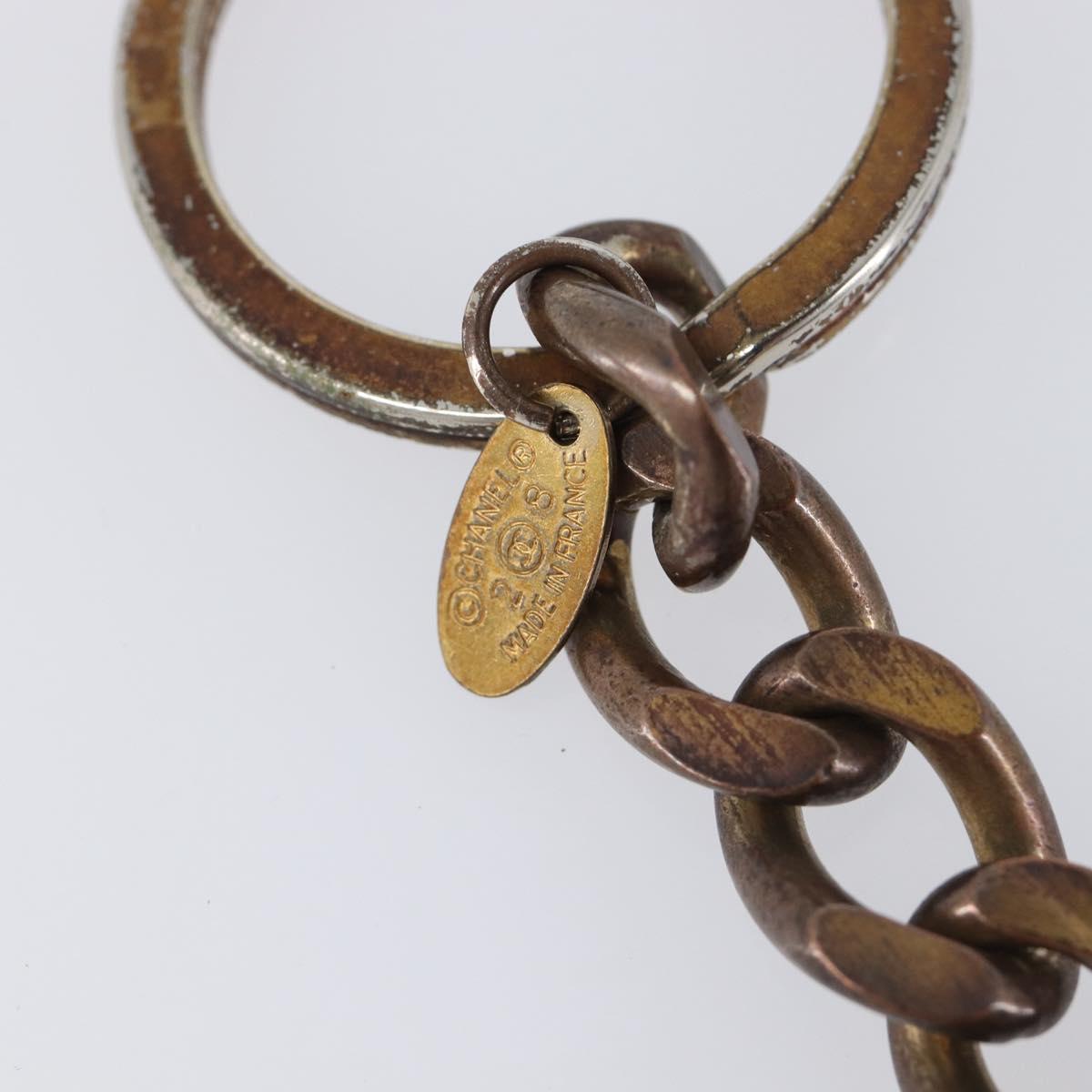 CHANEL Key Ring metal Gold Tone CC Auth bs37293