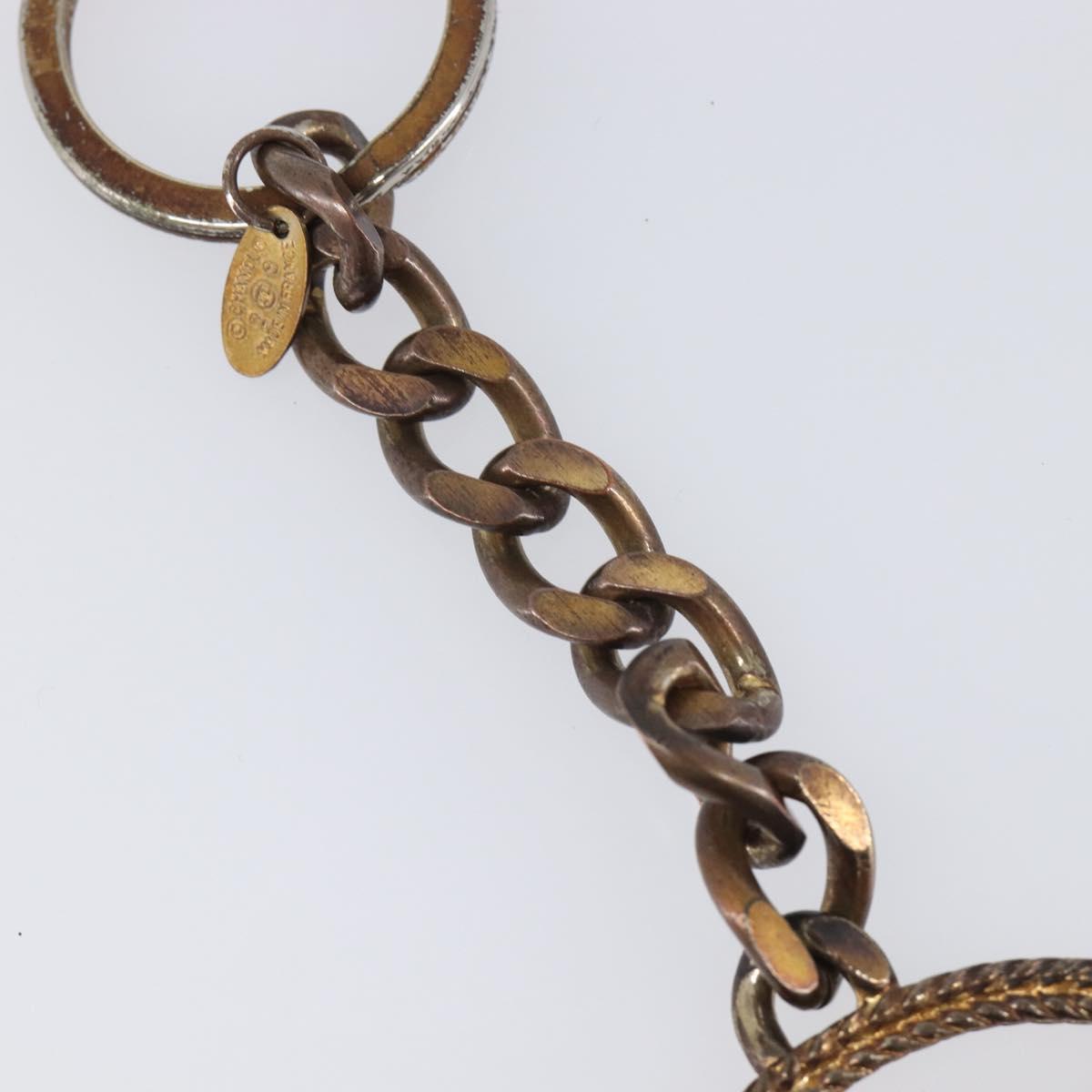 CHANEL Key Ring metal Gold Tone CC Auth bs37293