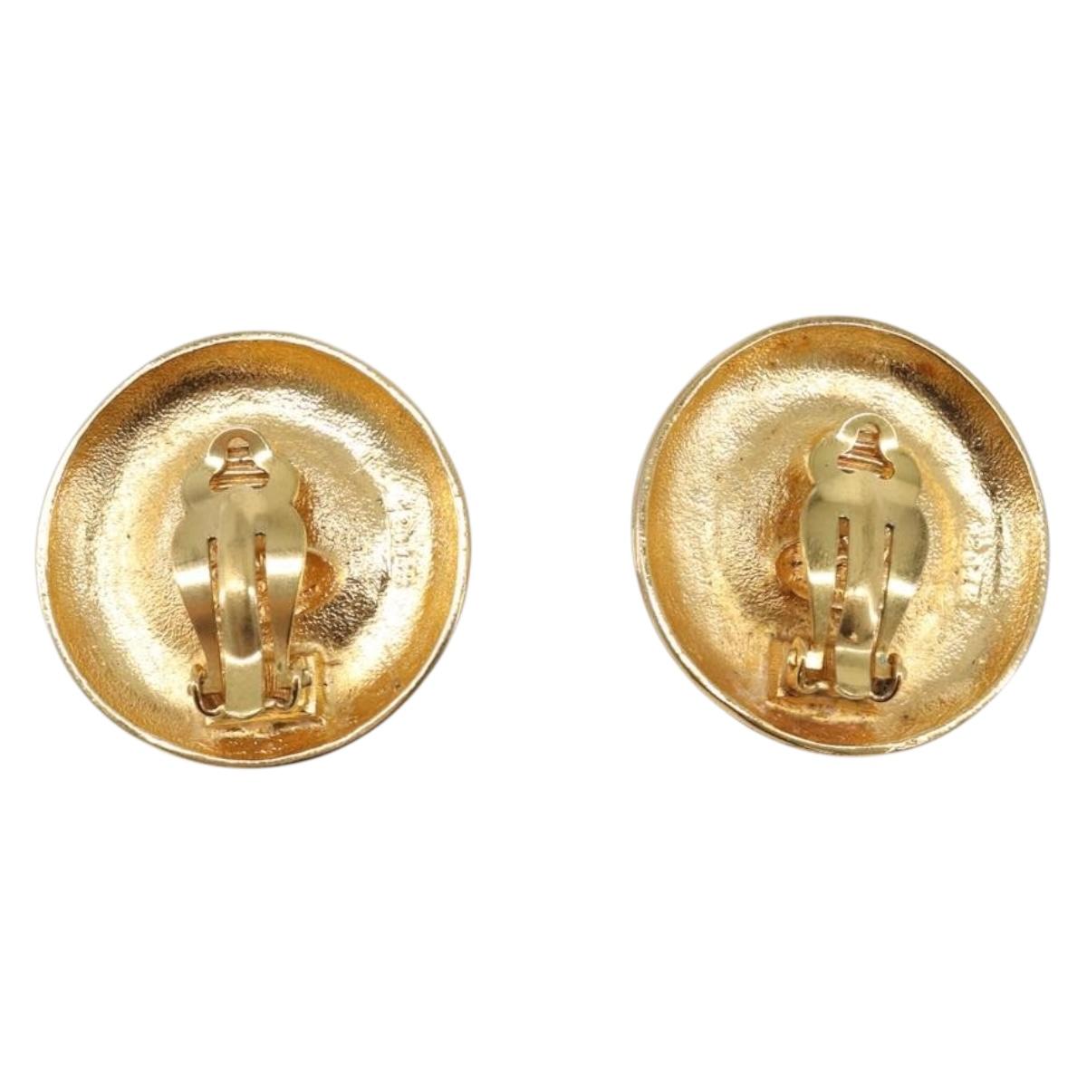 CHANEL Earring metal Gold Tone CC Auth bs37295