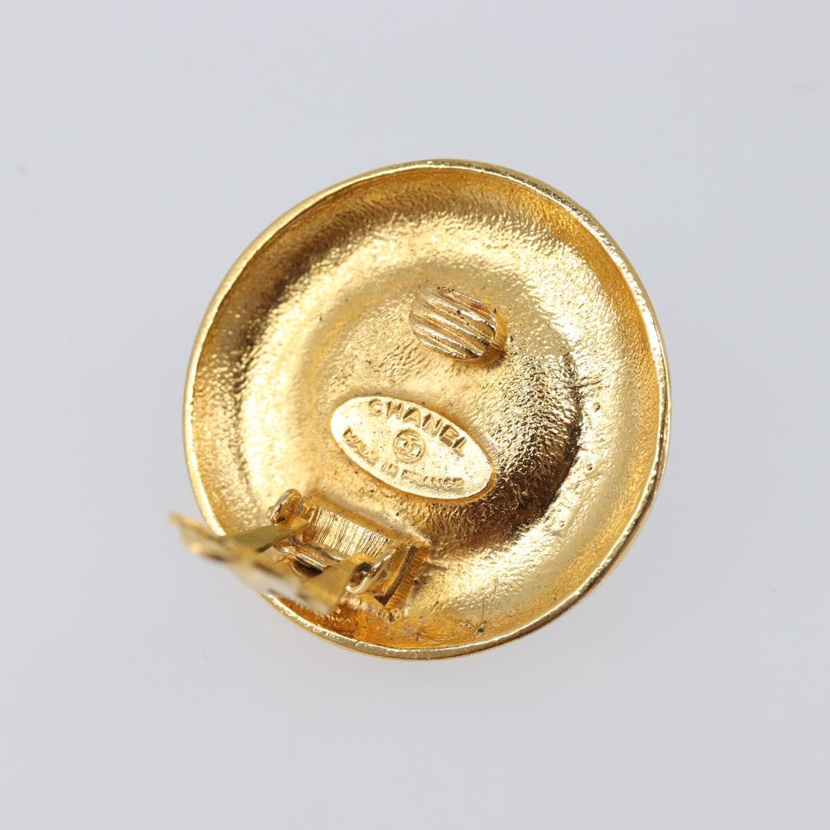CHANEL Earring metal Gold Tone CC Auth bs37295