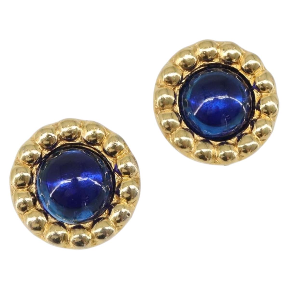 CHANEL Earring metal Gold Tone CC Auth bs37297
