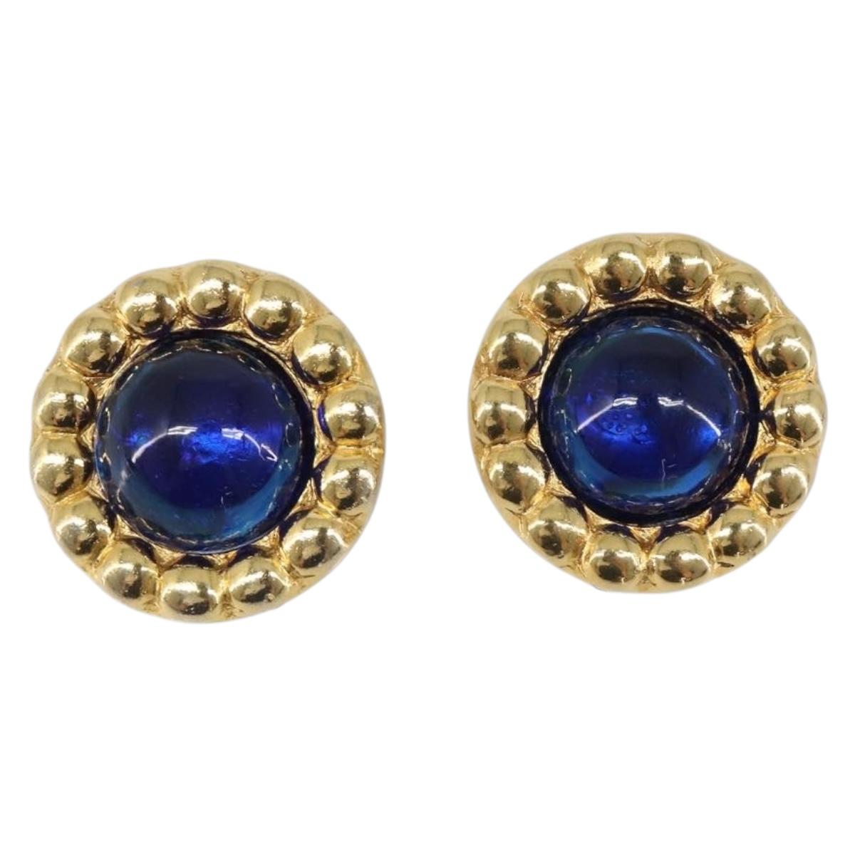 CHANEL Earring metal Gold Tone CC Auth bs37297