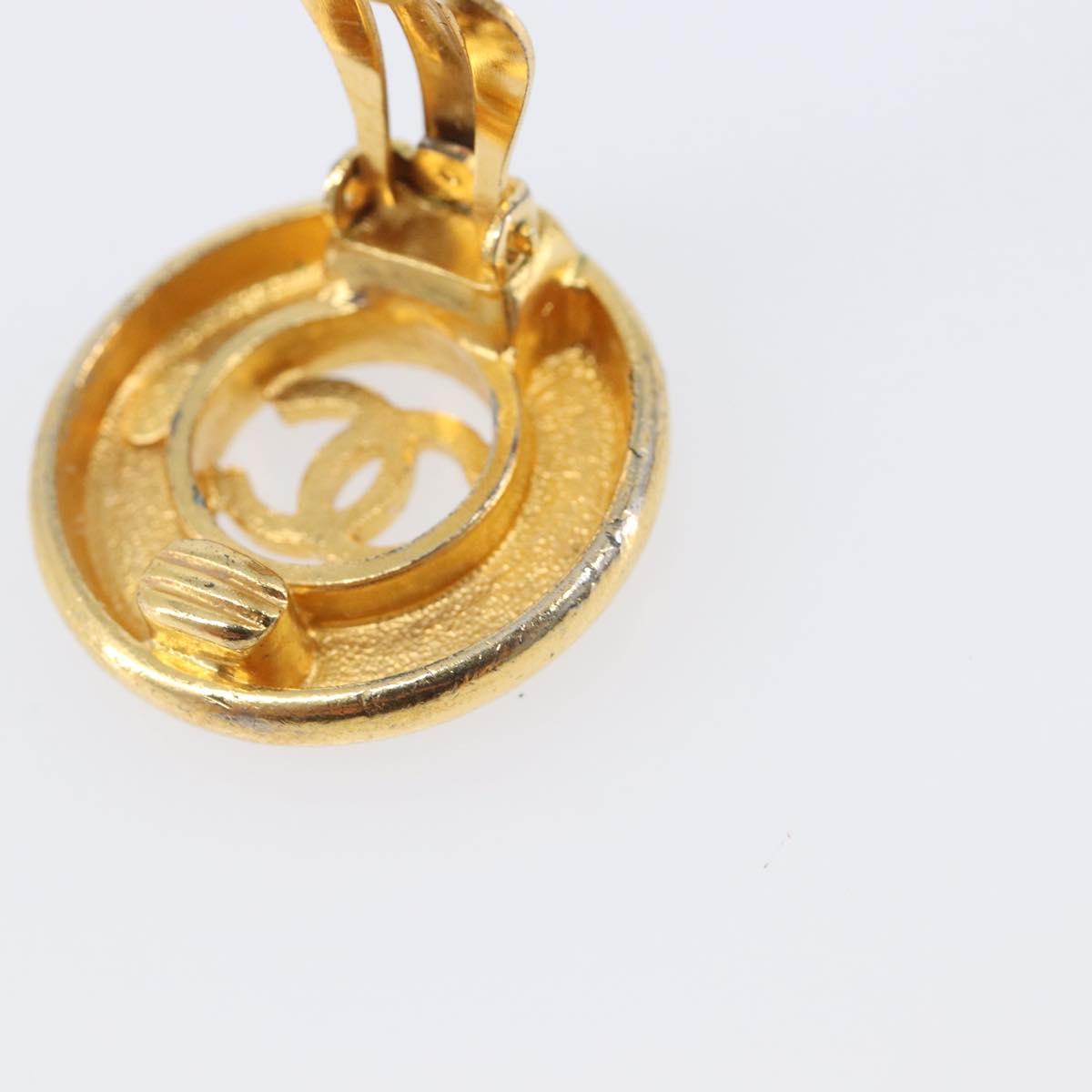 CHANEL Earring metal Gold Tone CC Auth bs37298