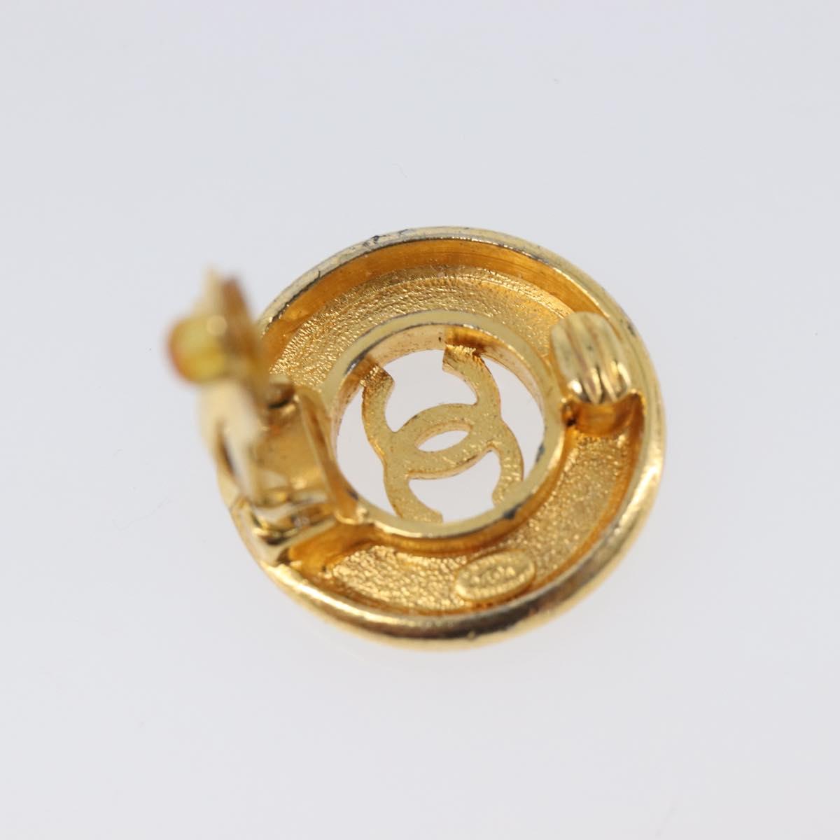 CHANEL Earring metal Gold Tone CC Auth bs37298