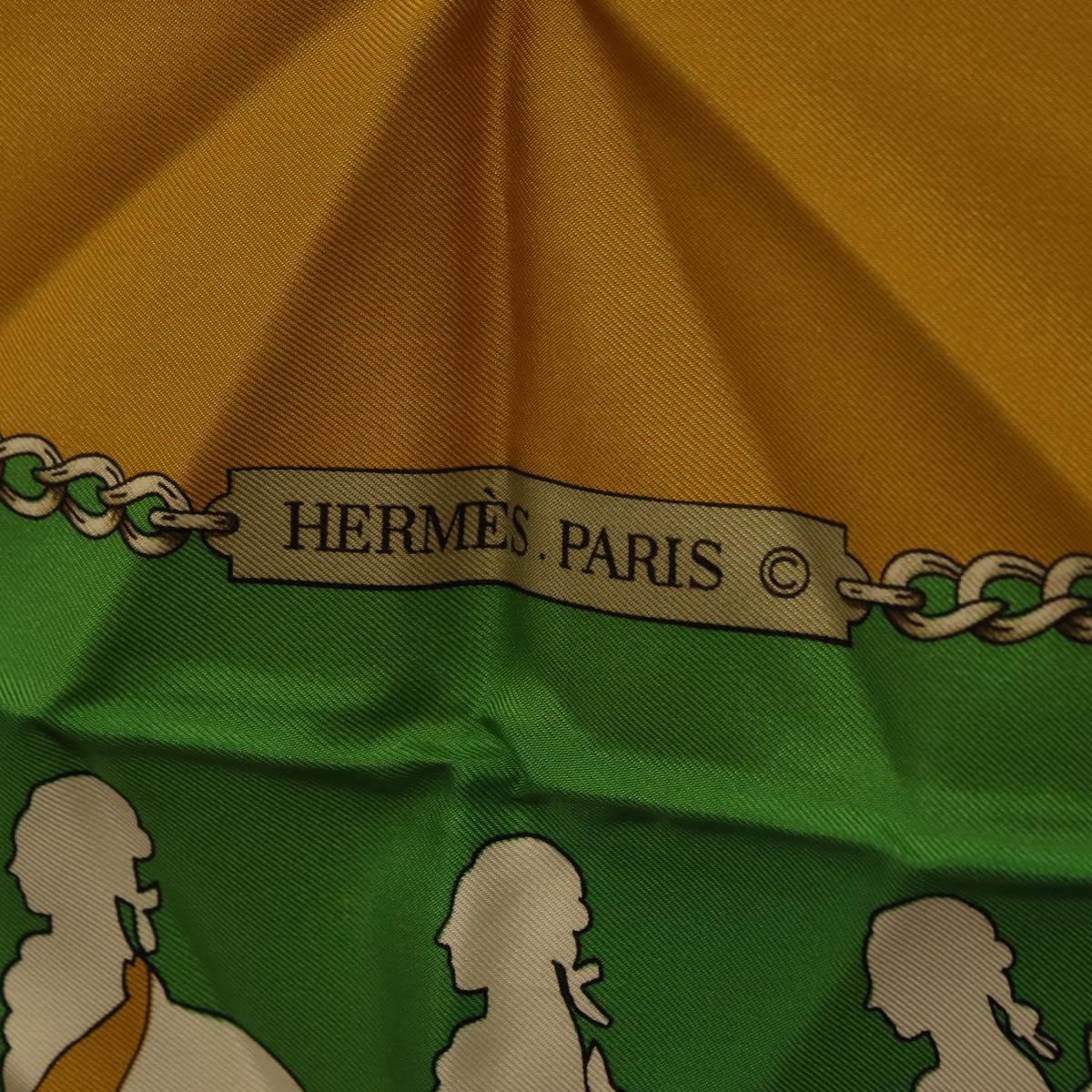 HERMES Carre90 Scarf ""MAN`EGE"" Silk Green Auth bs37309